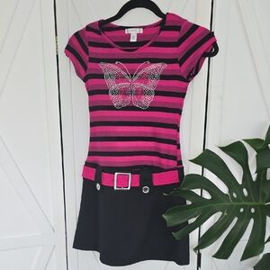 Piper Pink and Black Striped Casual Dress